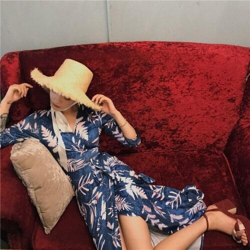 Artfeel New Print Bohemia Holiday Style Women dress Boho High Waist Longuette Casual Summer Beach Slim Lady Braces dress