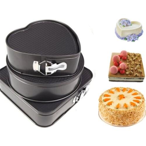 3Pcs/Set Creative Pastry Pans Cake Tin/Mold Metal Non-Stick Square/Round/Heart Shape Cheesecake Mould Kitchen Baking Tools