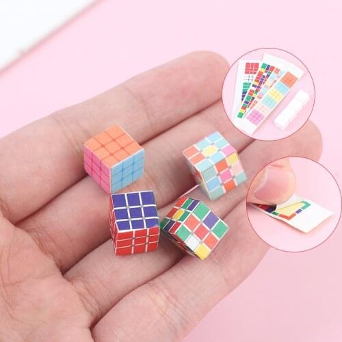 4pcs/set Miniature Puzzle Cube Game Toy Dollhouse Mini Furniture Accessory Imitation Doll Toy For Kid Gift