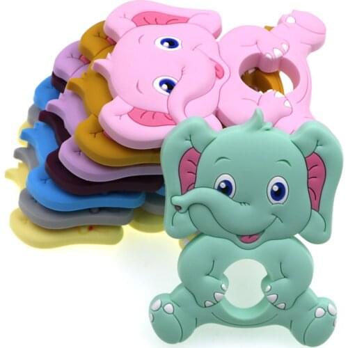 Kovict 5/10pcs Silicone Elephant Teether Food Grade Pendants DIY Care Pacifier Chain Necklace Accessories Baby Molar Toys