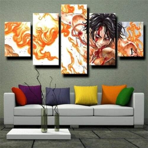 5 Piece Wall Art Canvas Anime Manga Pirate King Figure Pictures Ace Posters And Prints Modern Living Room Decoration Paintings