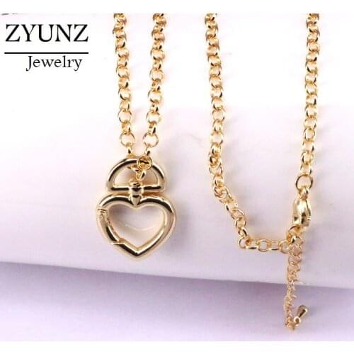 5PCS, Oval Star Heart Lock Necklace For Women Crystal Gold Chain Carabiner Clasp Pendant Necklace