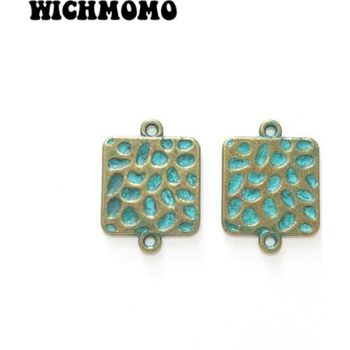 New Fashion 5pieces 26*19mm Zinc Alloy Green Square Earrings Porous Connector Charms Linker for DIY Jewelry Accessories