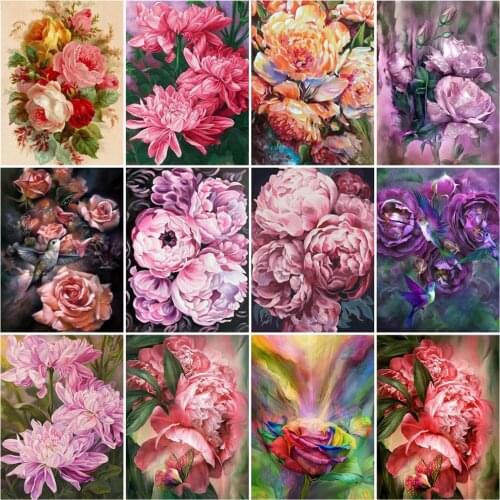 Diamond Painting Full Square/Round Peony Flower Rose Chrysanthemum Embroidery Handmade Home Decoration Mosaic Creative Art
