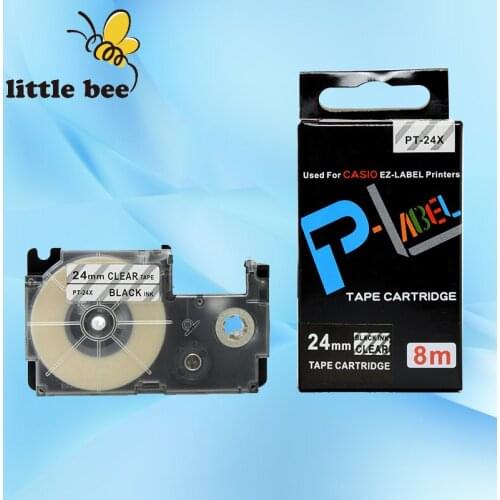 Free shipping 10Pcs compatible Black on Clear XR-24X1, 24mm label tapes for EZ label printers