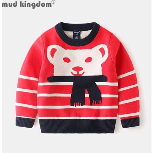 Mudkingdom Boys Pullover Sweater Fleece Loose Fit Pull On Cartoon Tops for Toddler Drop Shoulder Long Sleeve Winter Kids Clothes