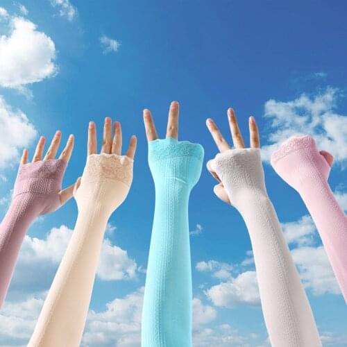 Girls sunscreen Long Gloves Elbow ice sleeve clothing decoration fashion lace outdoor repair hand cold anti ultraviolet