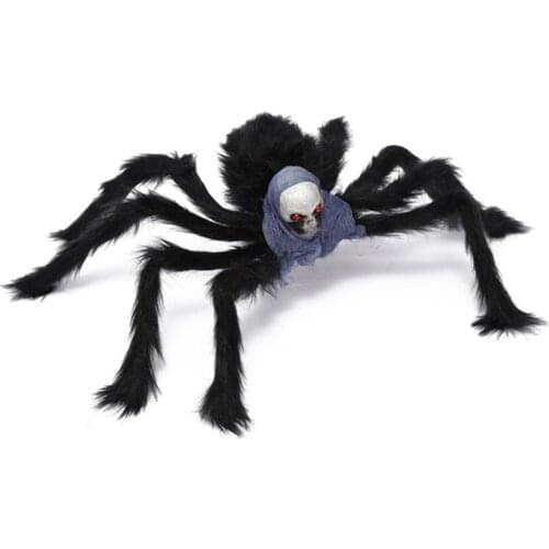 75cm Horror Giant Black Plush Spider Skeleton Halloween Party Decoration Props Kids Children Toys Haunted House Decor