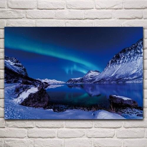 Beautiful sky night winter Iceland Northern Lights posters on the wall picture home living room decoration for bedroom KM004