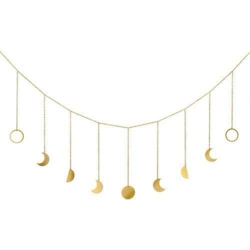 Metal Round Piece Sun Moon Shape Hanging Decoration Photo Wall Hanging Decoration