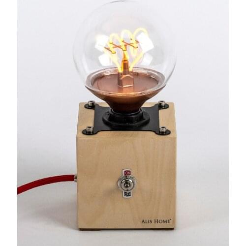 Minimal Decorative Night Lamp Birch Wood Black Color Lounge Child Teenage Bedroom Book Reading Special Cable Design Lighting