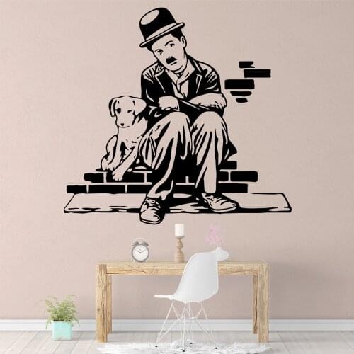 Fashionable dog chaplin Pvc Wallpaper Home Decor For Boys Room Vinyl Stickers Bedroom Decal Living Room Wall Mural naklejki