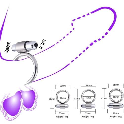 Penis Ring Vibrator For Men Metal Cock Ring Sex Toys for Men Adult Products Stainless Steel Delay Ejaculation Male Masturbator