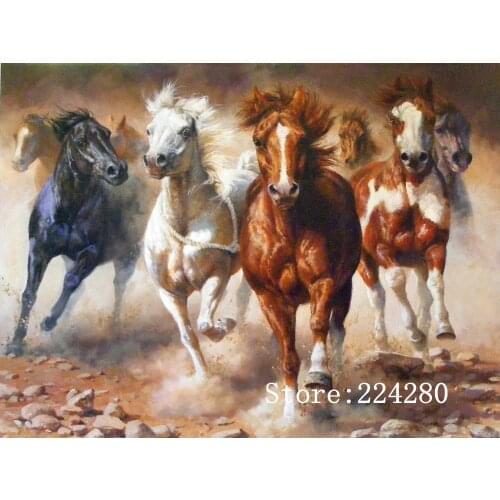 Animal Runs Horse Crafts Sewing Quality 14CT Counted Needlework Cross stitch Sets Embroidery kits Cross-Stitch wall decor