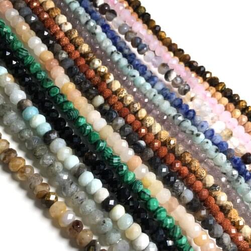 Natural Stone Faceted Round agates Small Beads Loose spacer beads for Jewelry Making DIY Necklace Bracelet Accessories 4x6mm