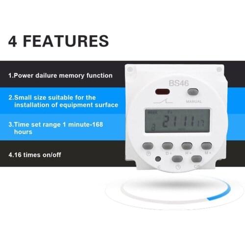 2019 new Power outages memory built-in battery programmable digital timer2V 24V 36V with 16 times on/off time set unit 1min-168