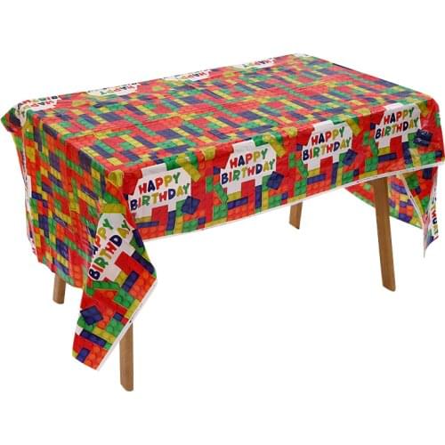 New Lego Blocks Disposable Tablecloth Kid Boys Birthday Party Decorations Baby Shower Party Decor Supplies