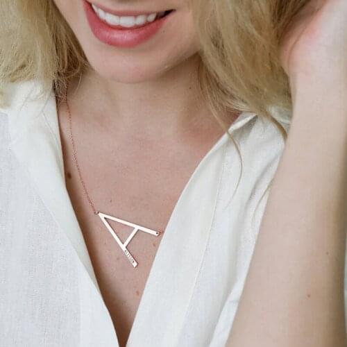 Customized A-Z Initial Letter Stainless Steel Necklace Oversized Letter Pendant Necklace Mens and Womens Jewelry Gifts