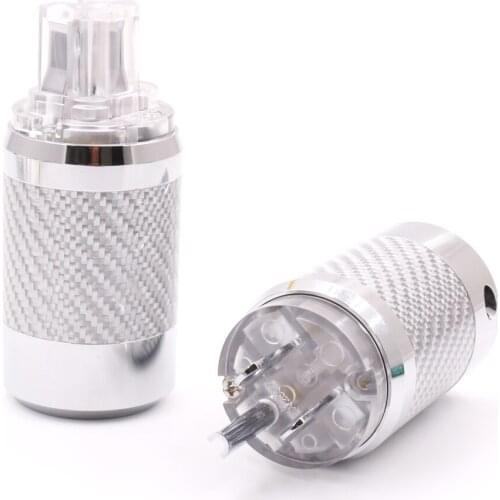 Pair 2018 version Carbon Fiber Rhodium IEC US 15A AC plug mains connector Power plug New