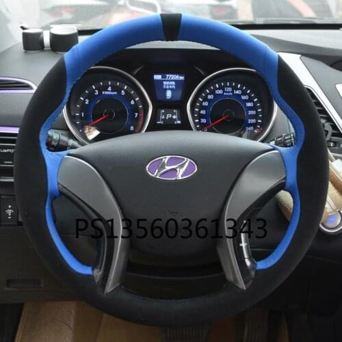 Suitable for Hyundai Ix35 Ix25 Mistra Elantra Tucson Sonata hand-stitched steering wheel cover leather suede grip cover