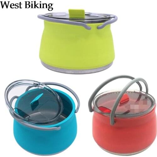 Portable Folding Silicone Kettle Collapsible Stainless Steel Bottom Water Boiler