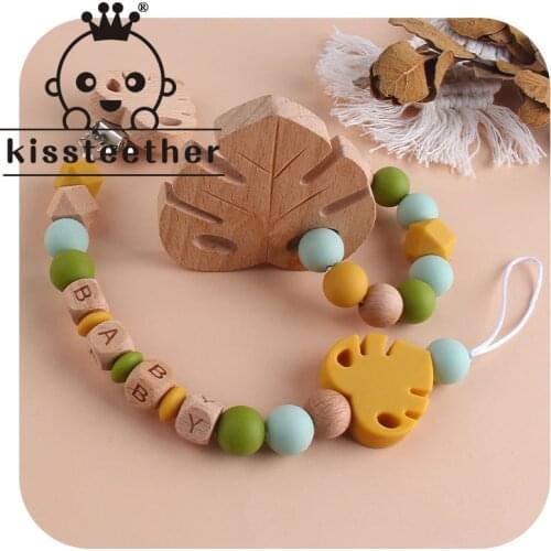 Kissteether Beech Banana Animal Leaf Teething RingBaby Toys Do Not Contain BAP Newborn Baby Teether Bracelet Wood Teether Toy