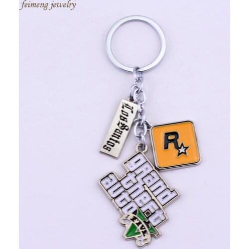 PS4 GTA 5 Game Keychain Hot Sale ! Grand Theft Auto 5 Key Chain For Fans Xbox PC Rockstar Key Ring Holder 4.5cm Jewelry Llaveros