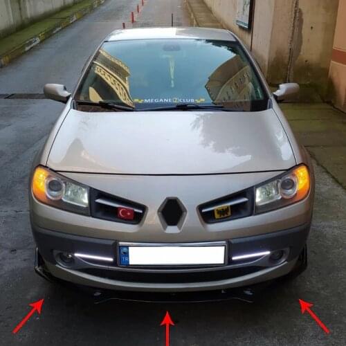 Renault Megane 2 Front Bumper Attachment 2003 2004 2005 2006 2007 2008 2009 Gloss Black 3 Pcs