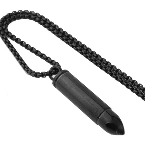 Rock Stainless Steel Cool Black Removable Bullet Biker Mens Womens Jewelry Pendant Necklace With Free Box Link Chain 24inch