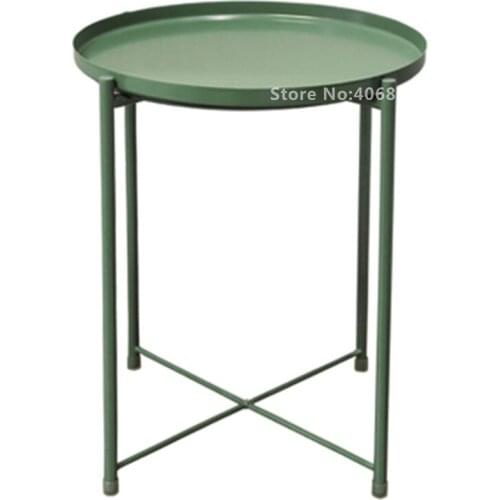 Nordic Style Modern Metal Round Tray Small Tea Table Coffee Table Sofa Side Living Room Carbon Steel Simple Elegant Furniture
