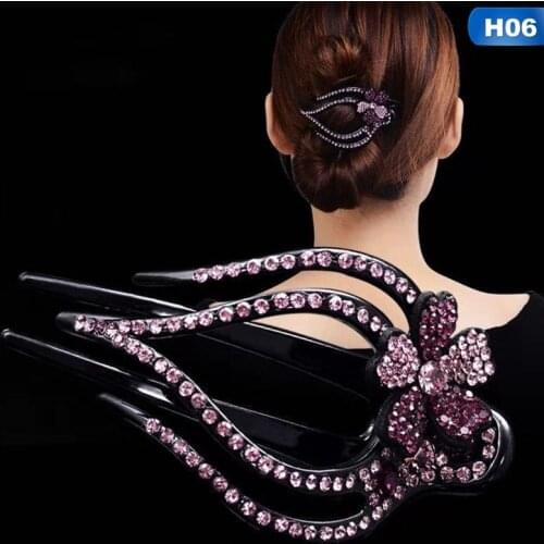 Rhinestone Flower Duckbill Hair Claws Vintage Hair Clips Hair Accessories For Women Shinning Hairpin Ponytail Headwear