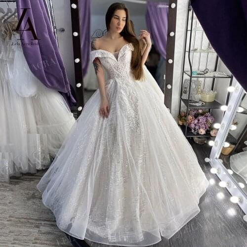 Wedding Dress Beaded Lace A-Line Sweetheart Appliques Bridal Gown 2021 New Princess Court Train LelaAcra LI16 Vestido De Novia