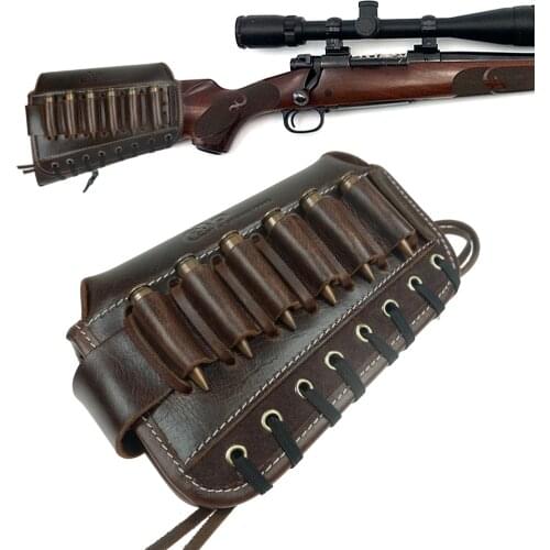 Hunting Tactical Shotgun Buttstock Adjustable Leather Rifle Cheek Rest Pad Ammo Pouch Cartridge Shell Holder Gun Accessories