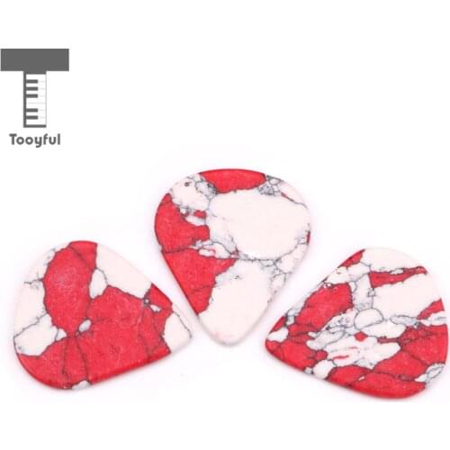 Tooyful Imitate Gemstone Pick Solid Stone Guitar Replacement Parts Red