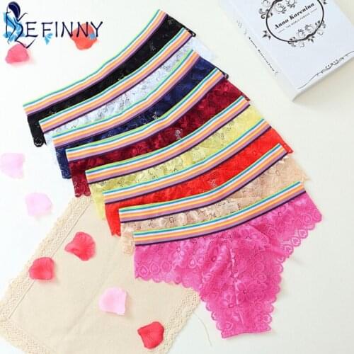 3 pcs Fashion Color Stripes Women Perspective Briefs Seamless Breathable Panties Ultra-thin Mid-rise Plus Size Sexy Underwear