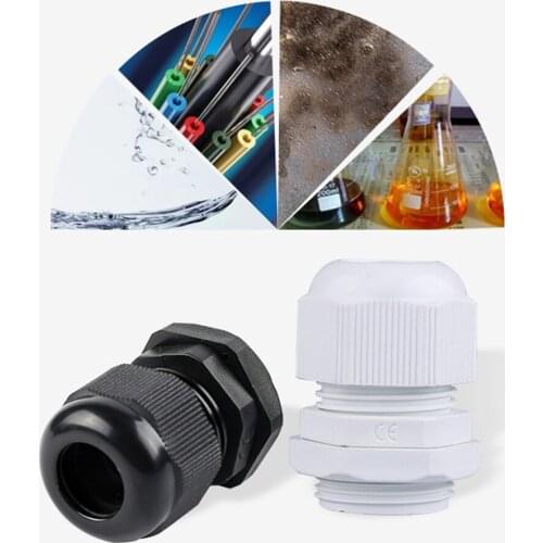 Waterproof Cable Gland 10Pcs Cable Entry IP68 PG7 PG9 PG11 PG13.5 PG16 White Black Nylon Plastic Connector Dropshipping