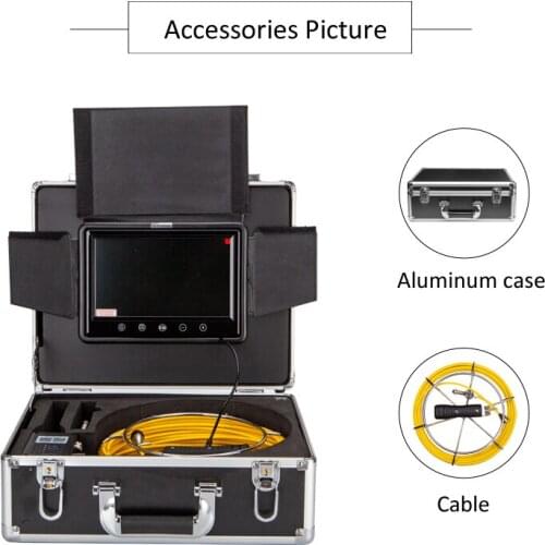 WP90E Drain Sewer Pipeline Industrial Endoscope Support DVR Function 9inch TFT LCD Monitor and Dual Lens HD Inspection Camera