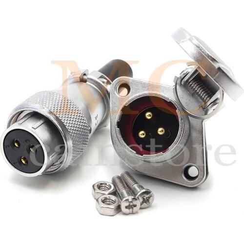 WS20 3Pin Panel Mount M20 Waterproof Power Connector , Aviation Plug and Socket,LED Light Cable Wire Connector