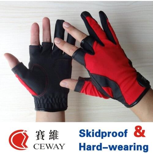 Cutting Fingerless Fishing Gel Protector Glove Comfortable PU Anti Slip Resistant Fishing Gloves Skidproof Nonslip Mittens