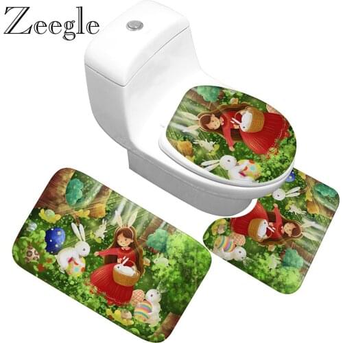 Zeegle 3pcs Bathroom Carpet Set Anti-slip Foot Mat Kitchen Carpet Absorbent Shower Mat Bathroom Rug Washable Bath Mat Set
