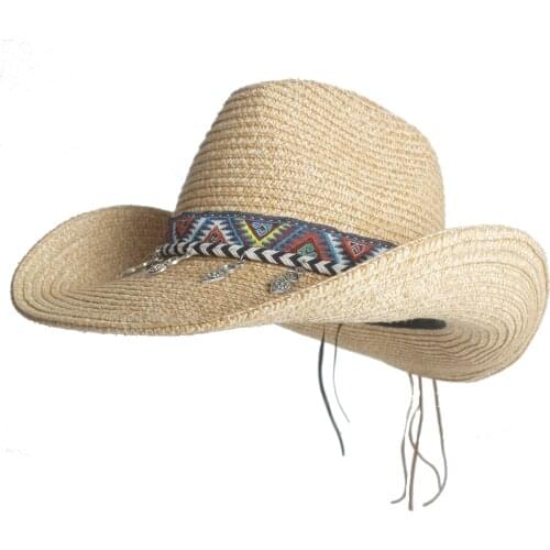 2019 Women Hollow Western Cowboy Hat Lady Summer Straw Bohemian Tassel Fascinator Sombrero Hombre Beach Cowgirl Jazz Hat