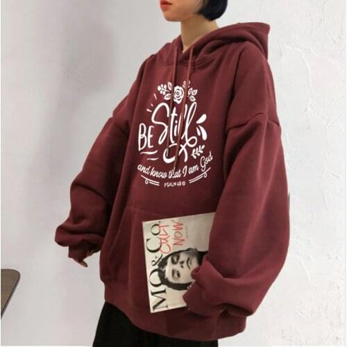 New Letter Floral Print Women Hooded Sweatshirt Autumn Winter Thick Pullover Womens Clothes Female Hoodie Casual Harajuku Tops