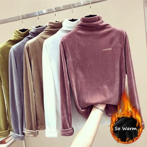 Women Winter Turtleneck Tops Woman Basic Soft Thick Pink White Black Warm T-Shirts Plus Size Tees Autumn Femme Mujer 2020