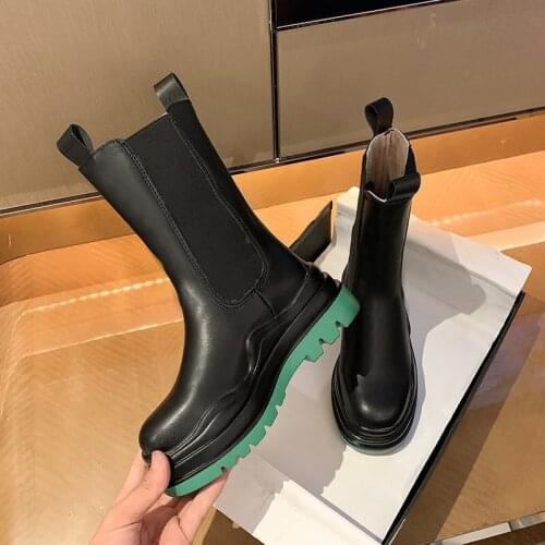 Women martin boots 2020 winter shoes high top women motorcycle boots height increasing chelsea boots women Zapatos De Mujer