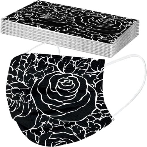 10pc Women Face Masks Disposable Floral Pattern 3ply Protective Masks For Face Anti-dust Pm2.5 Maque Facemask Decoration