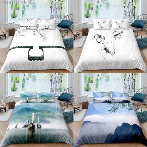 2/3pcs Custom Landscape Bedding Set Queen 3D Print Duvet Cover Bedclothes Home Textiles Fashion Design High Quality Quilt Cover