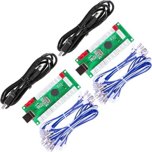 2 Player Arcade Zero Delay Arcade USB Encoder PC to Joystick Control panel For MAME Happ Type Joystick and Buttons