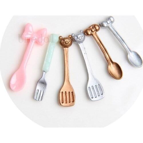 2pcs Dollhouse Minaiture Mini Spoon Fork Kitchen Tableware for 1/6 Blyth Pullip Barbies Doll Kitchen Food Toy Accessrioes