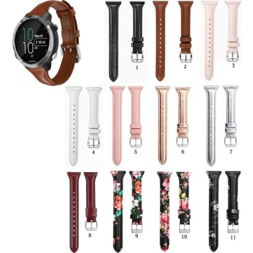 20mm 22mm Slim Genuine Leather Band Strap for Garmin Forerunner 645 645M 245 245M for Garmin Venu Sq Watchband accessories