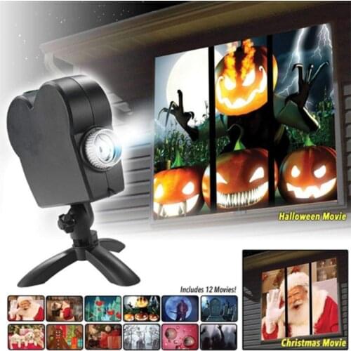 2021Halloween Christmas Holographic Projector Halloween Party Lights 12 Movies Window Wonderland Movie Projector Drop Shipping